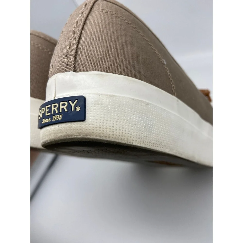 Sperry Shoes Womens Sz 11 Canvas‎ Sneakers Taupe Lace Up Comfort STS81827
